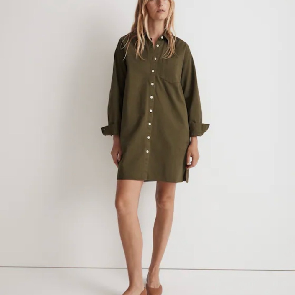 Madewell Olive (Loden) Shirt Dress
